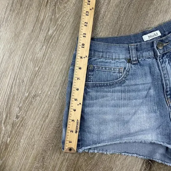Mudd High Rise Raw Hem Daisy Duke Jean Shorts Women’s 13 Distressed Vintage Cut - Picture 16 of 16